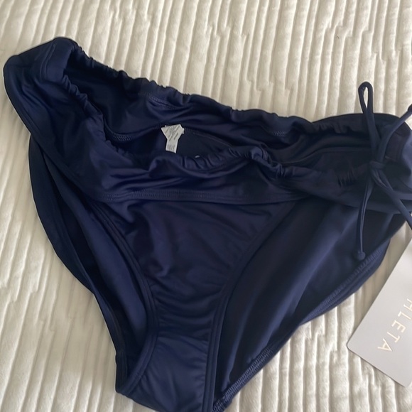 Athleta Prism Racer Back Bikini and Side Tie Bottom Navy Swim Set Beach XL - Picture 4 of 10